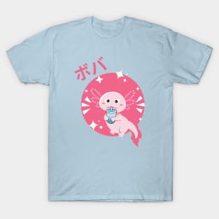 Cute Axolotl Drinking Boba T-Shirt